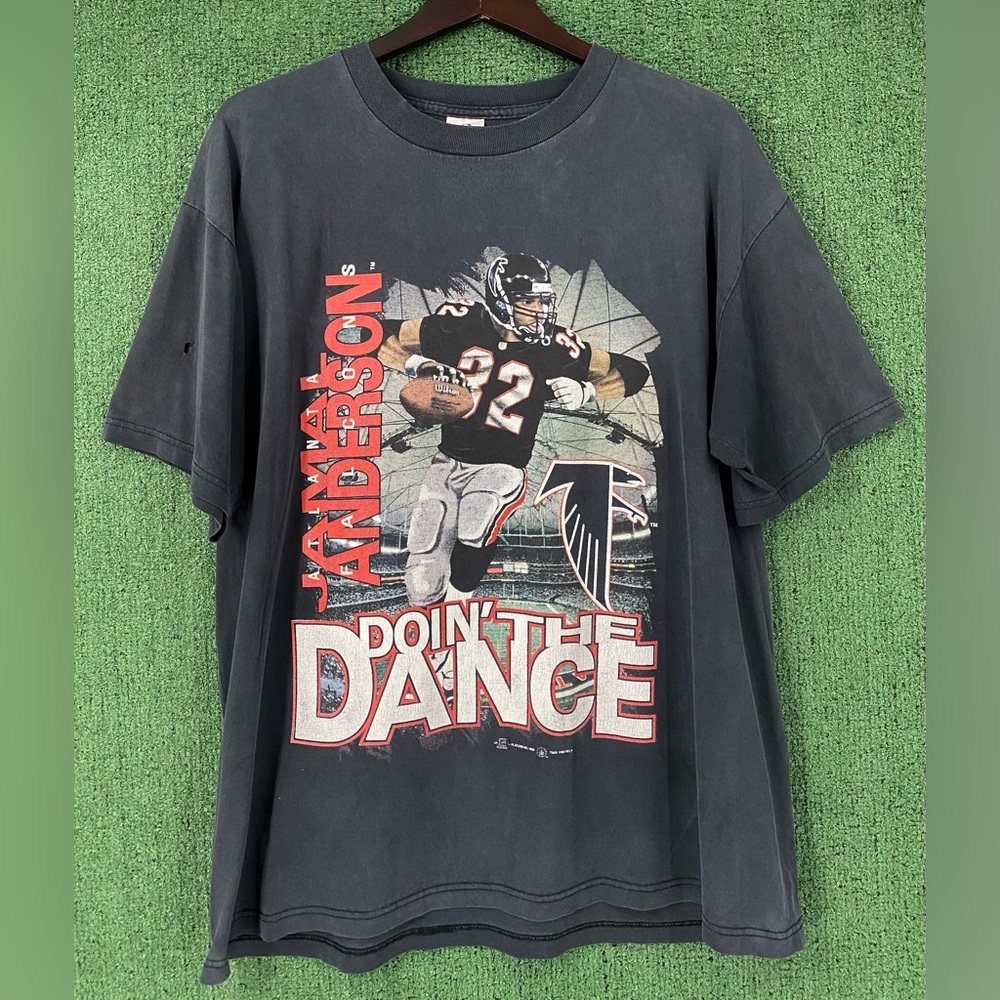 Vintage 1996 Miro Atlanta Falcons Jamal Anderson T-shirt Mens XL Distressed